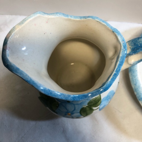 1940’s Cash Family Pottery Erwin Tennessee Small Hand Painted Pitcher Wash Basin - Picture 7 of 13